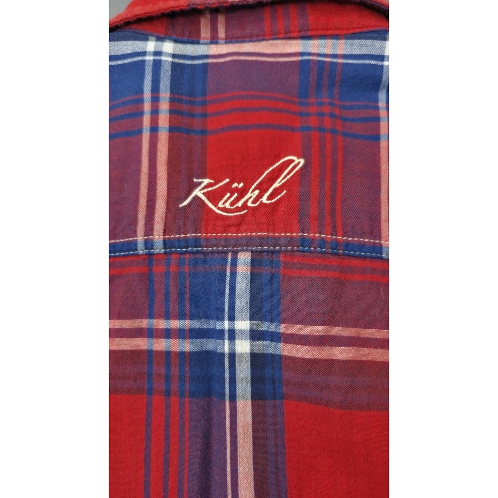 Kuhl Shirt Womens Large Red Blue Plaid Button Down Long Sleeve Cotton Outdoor - Picture 8 of 10